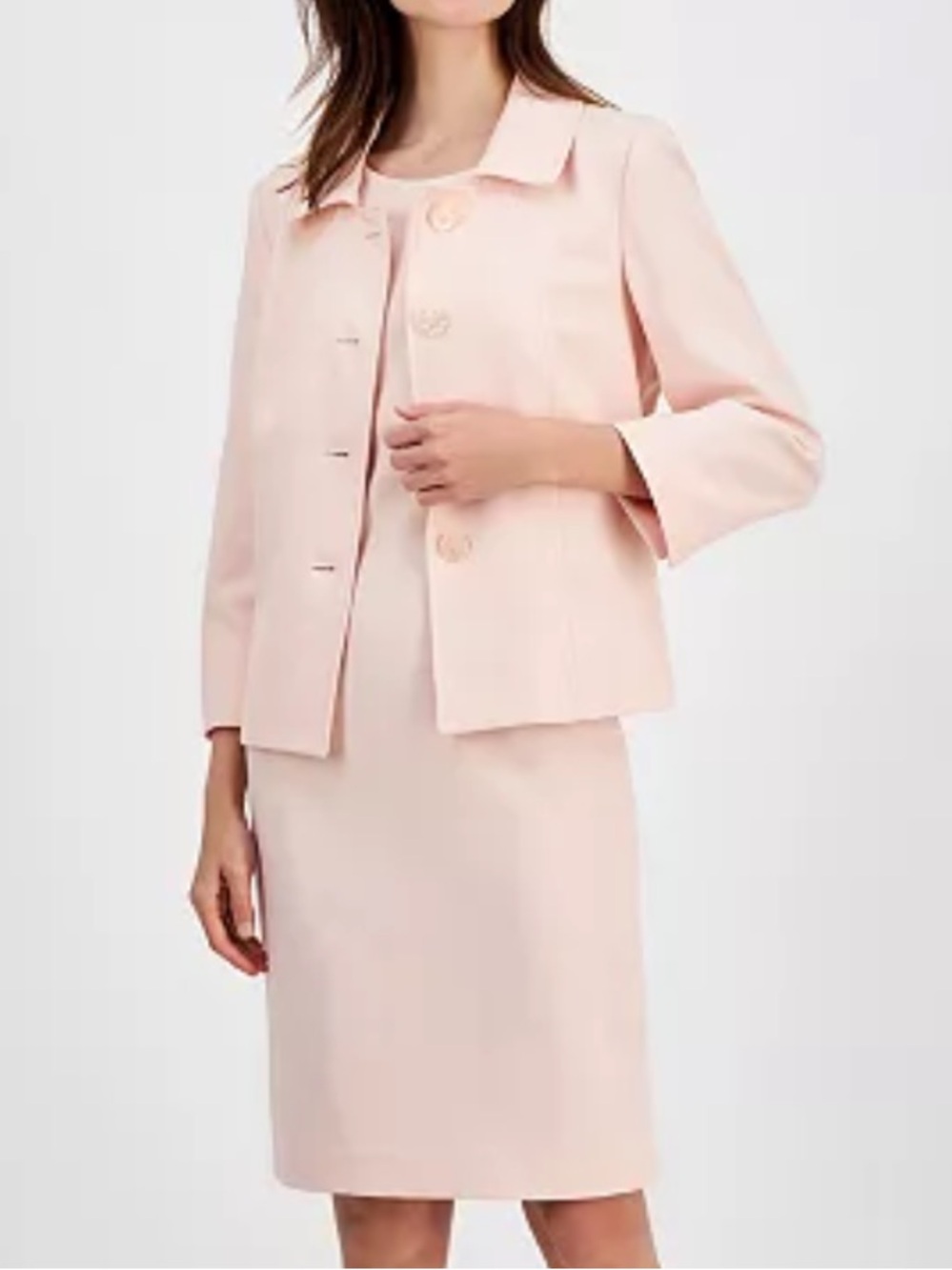 Le Suit Petite Women 6P Light Blossom Blazer Jacket & Sheath Dress Suit Set NWT
